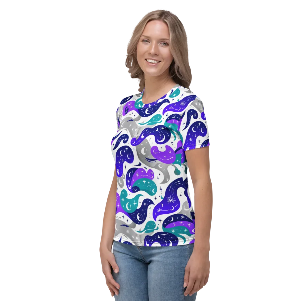 Astral Paisley on Women's Crew Neck T-Shirt — Left