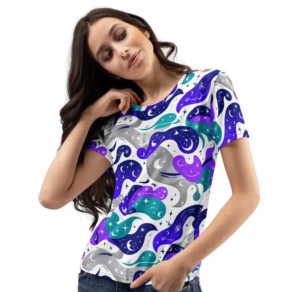 Astral Paisley on Women's Crew Neck T-Shirt — Left Front