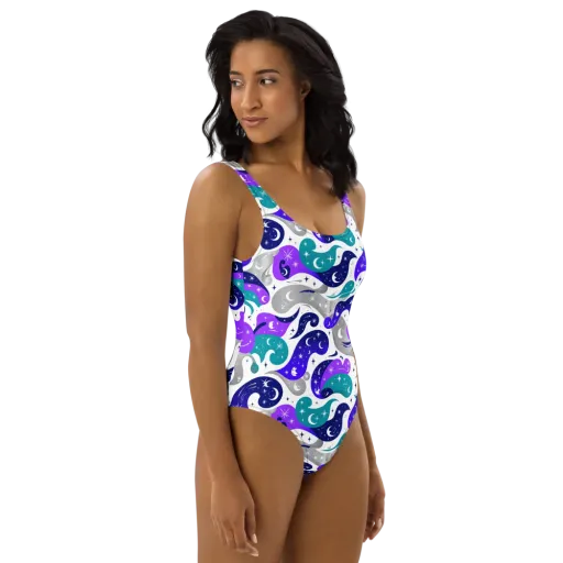Astral Paisley on a One-Piece Swimsuit