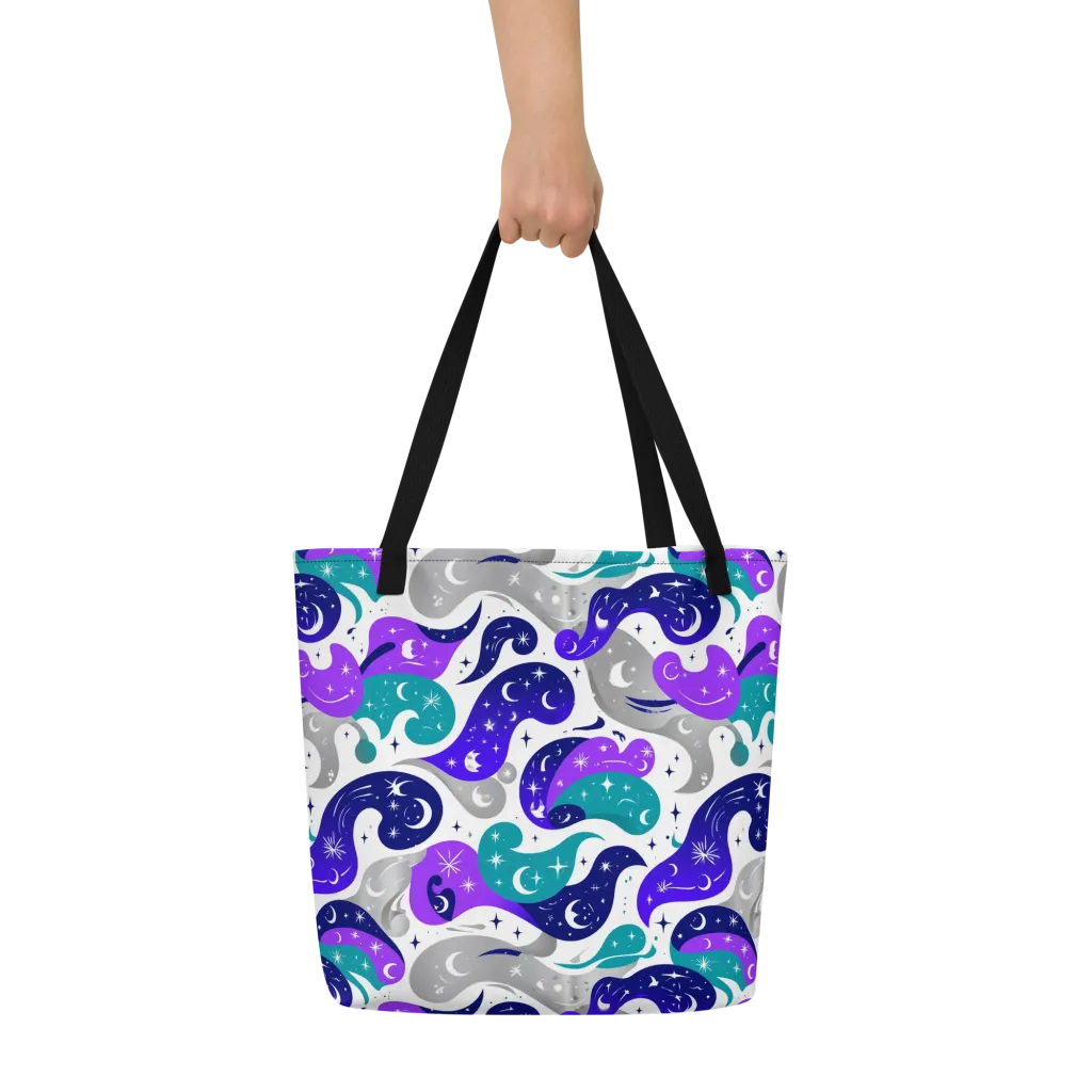Astral Paisley on Large Tote Bag W/ Pocket — Front