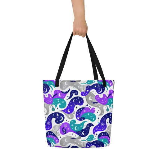 Astral Paisley on a Large Tote Bag W/ Pocket