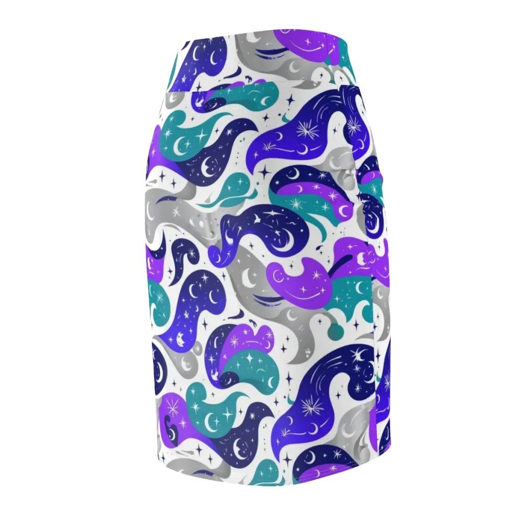 Astral Paisley on Pencil Skirt — Back Side