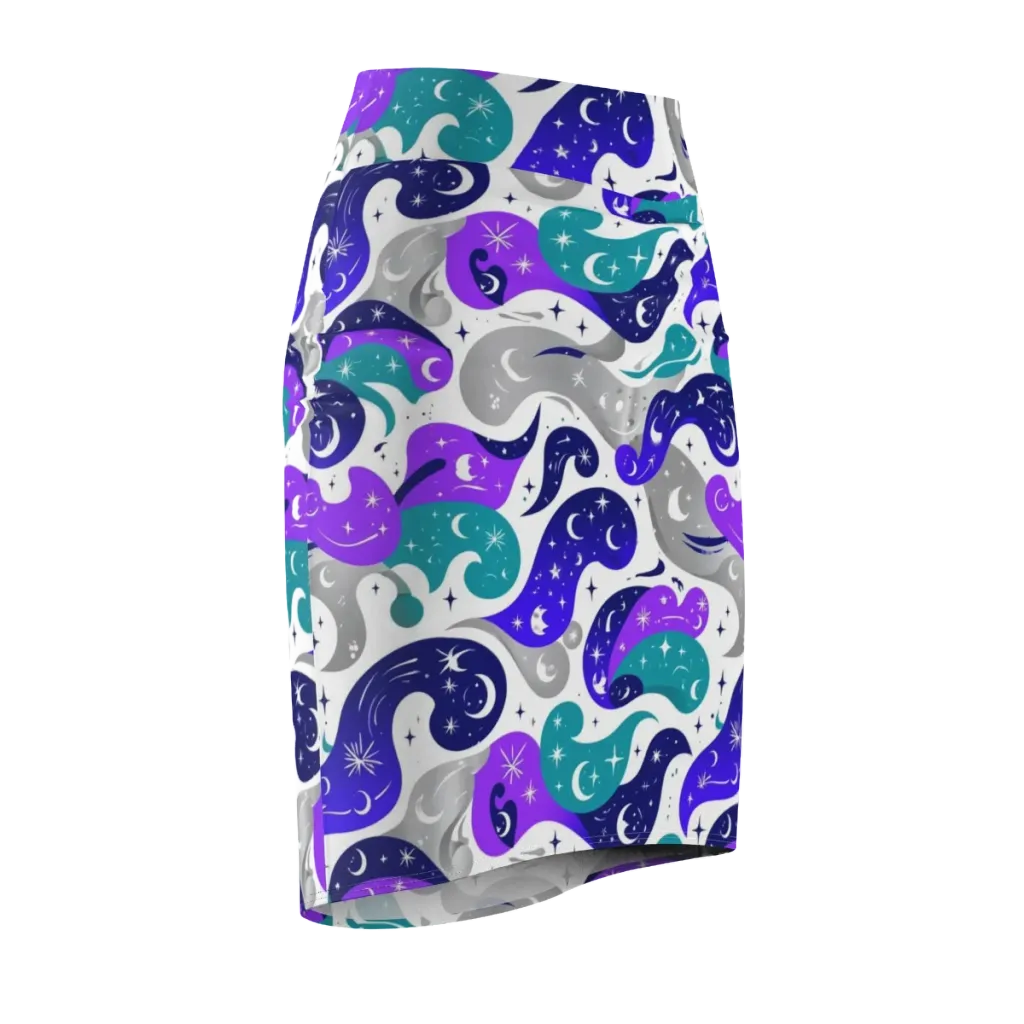 Astral Paisley on Pencil Skirt — Front Side