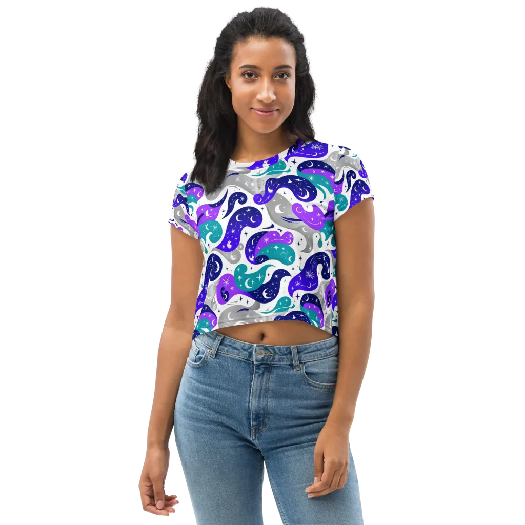 Astral Paisley on Crop Tee — Front