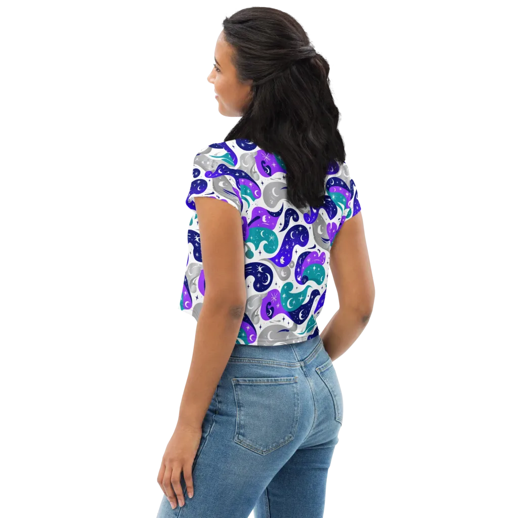 Astral Paisley on Crop Tee — Left Back