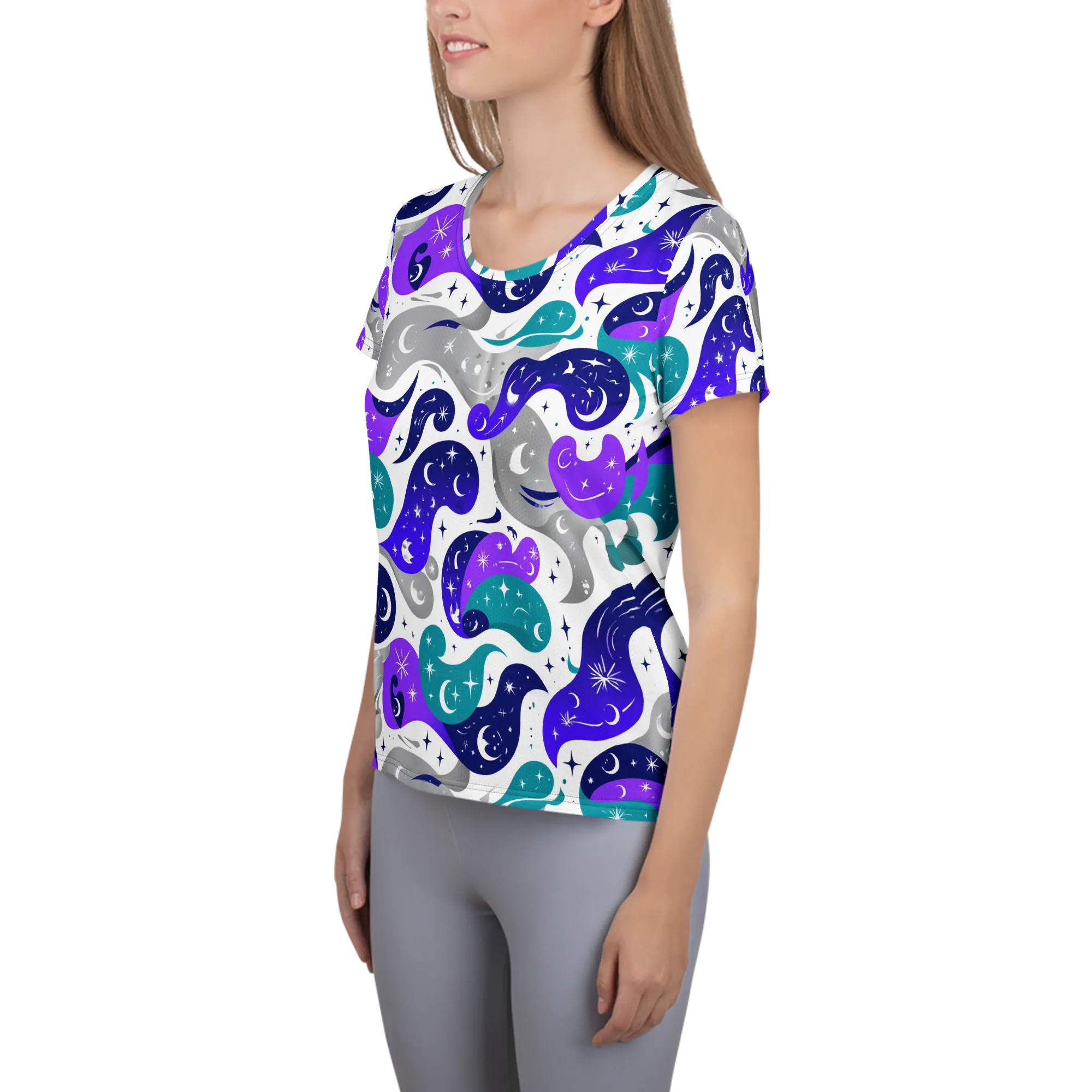 Astral Paisley on Women's Athletic T-Shirt — Left