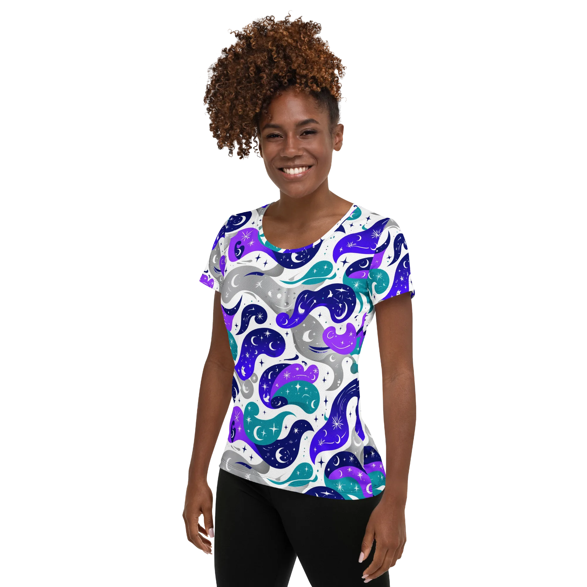 Astral Paisley on Women's Athletic T-Shirt — Left