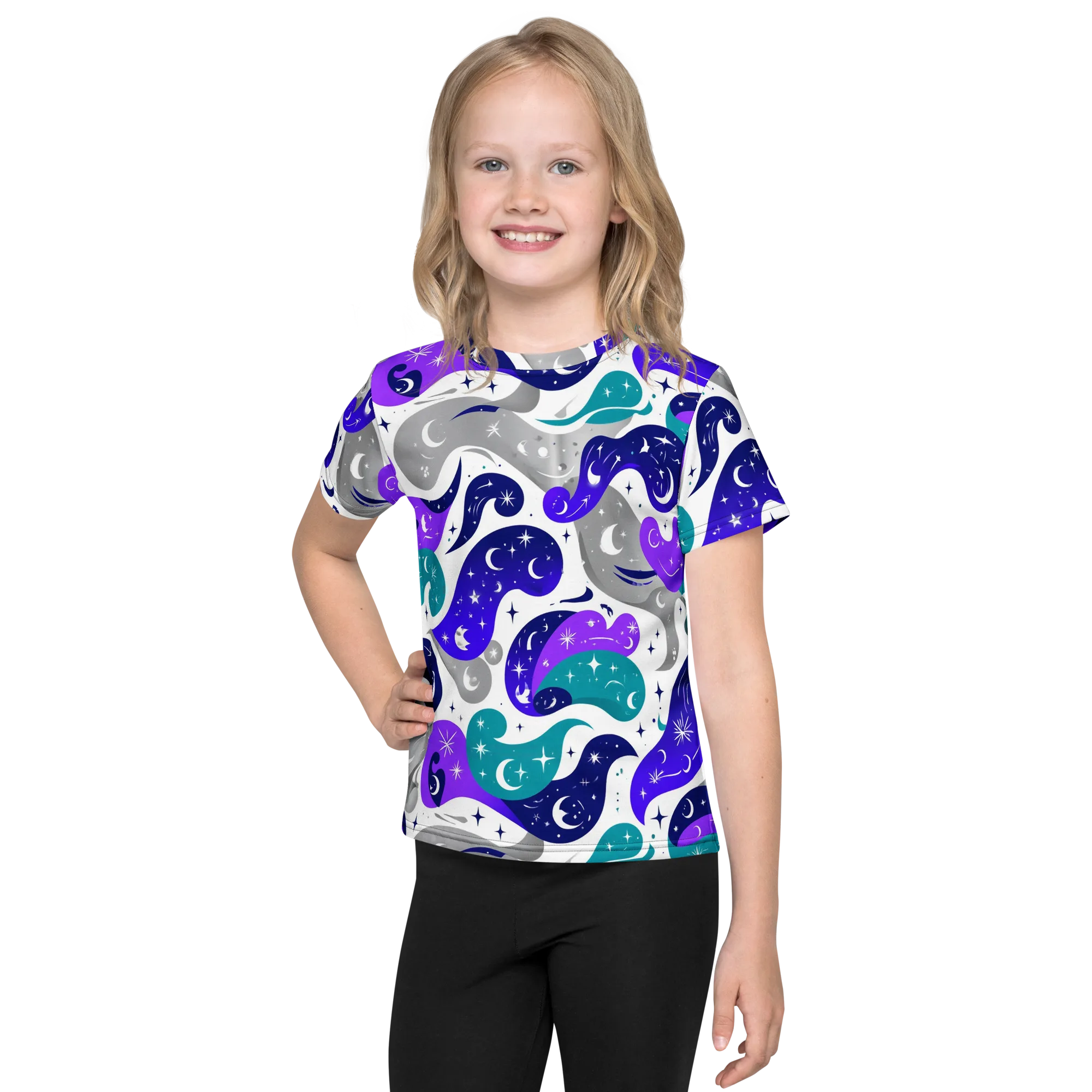 Astral Paisley on Kids Crew Neck T-Shirt — Front