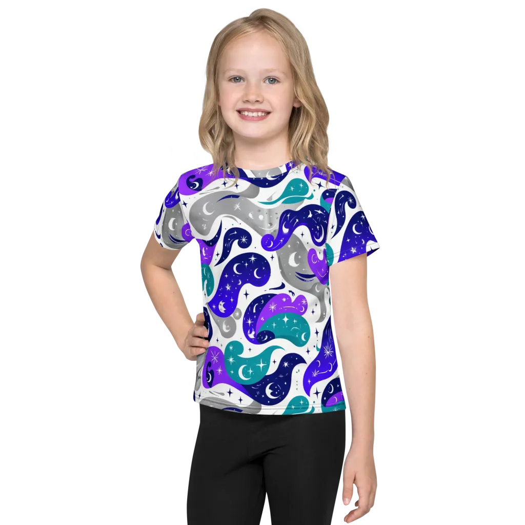 Astral Paisley on Kids Crew Neck T-Shirt — Front