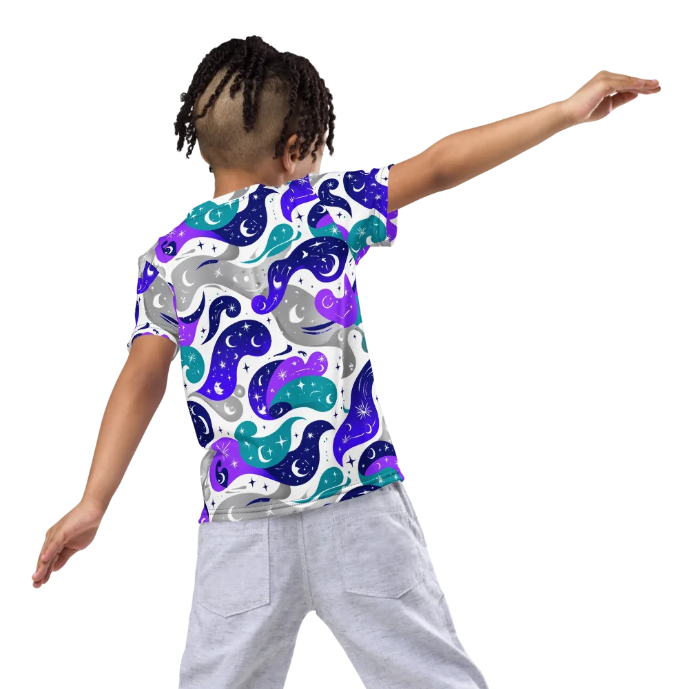 Astral Paisley on Kids Crew Neck T-Shirt — Back