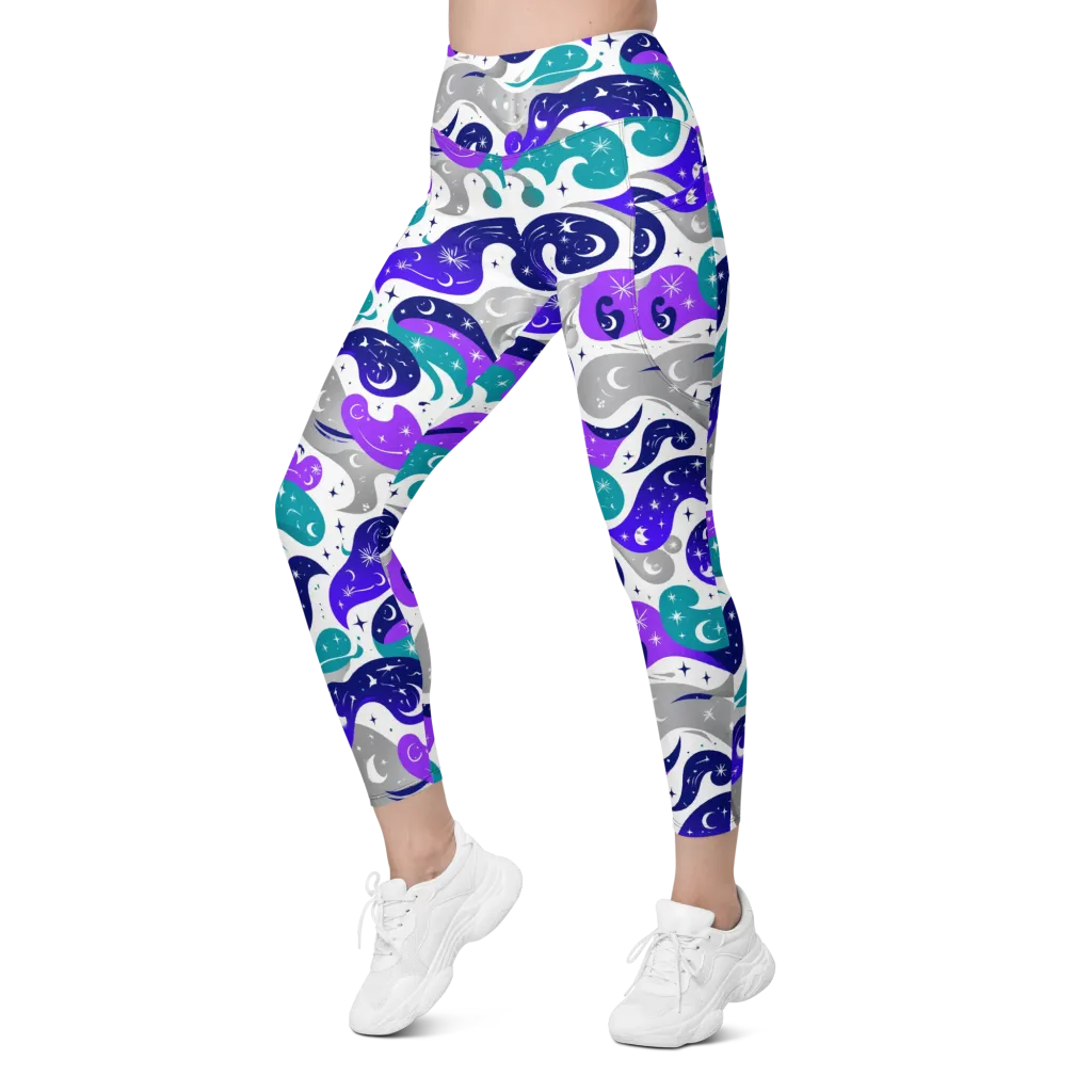 Astral Paisley on Leggings with Pockets — Left Front