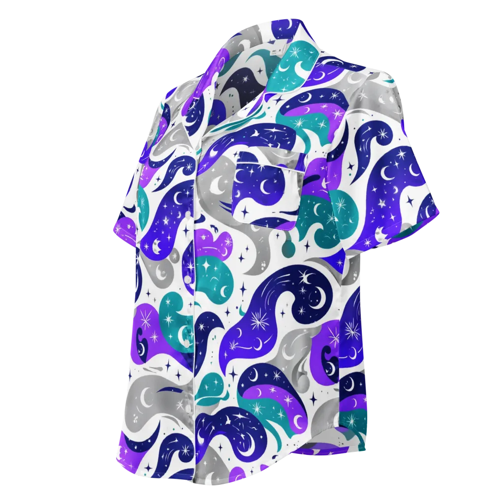 Astral Paisley on Women's Short Sleeve Pajama Top — Left Front