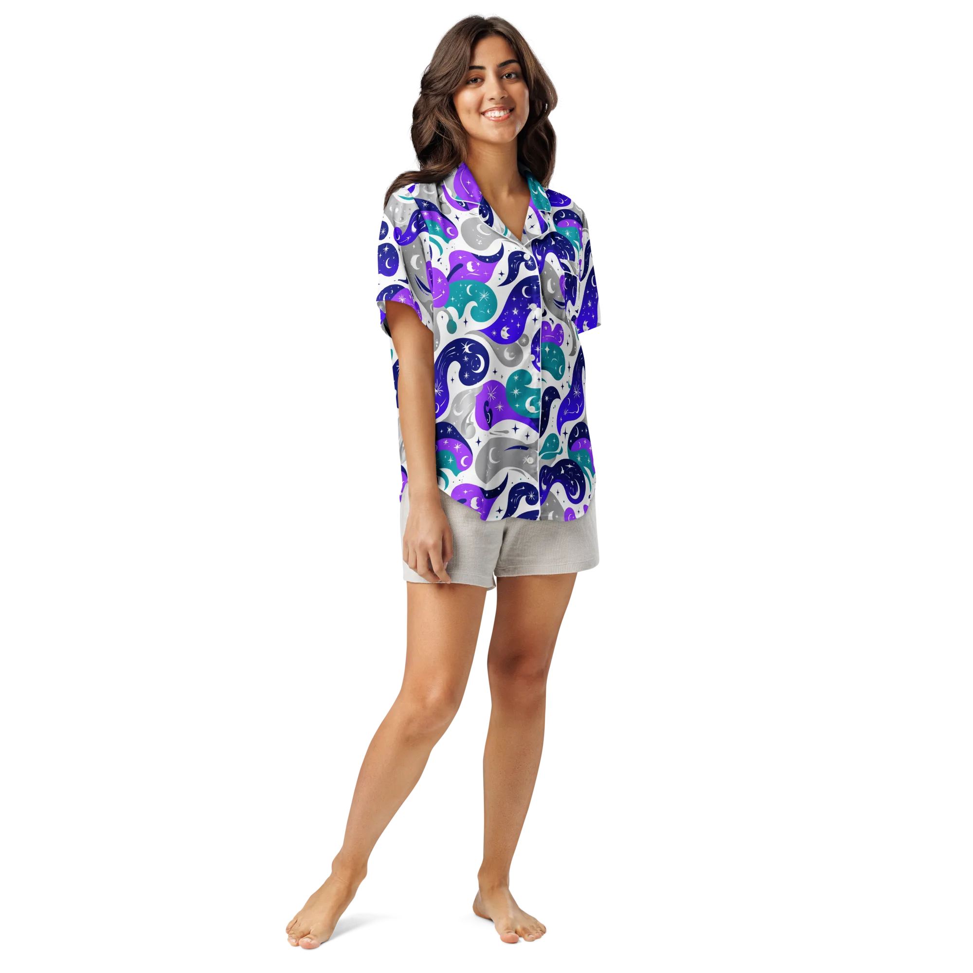 Astral Paisley on Women's Short Sleeve Pajama Top — Front