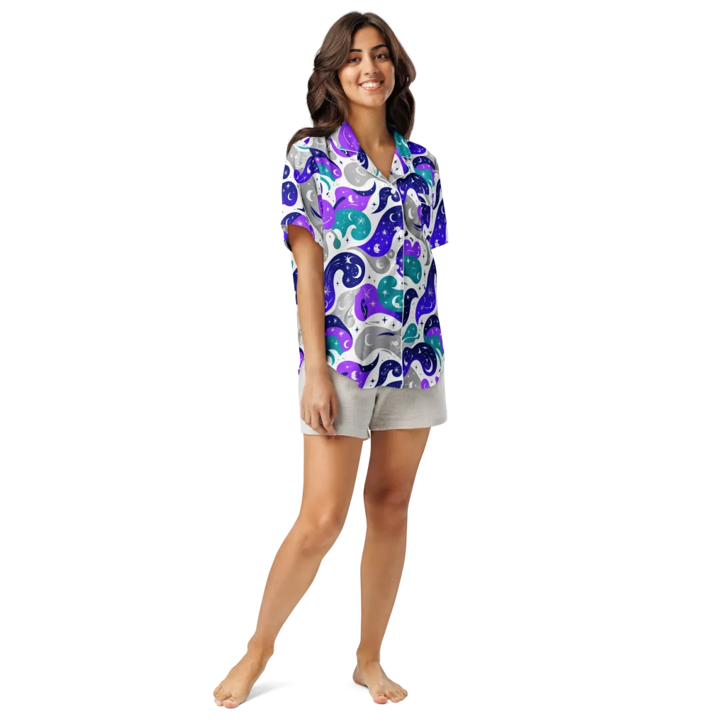 Astral Paisley on Women's Short Sleeve Pajama Top — Front