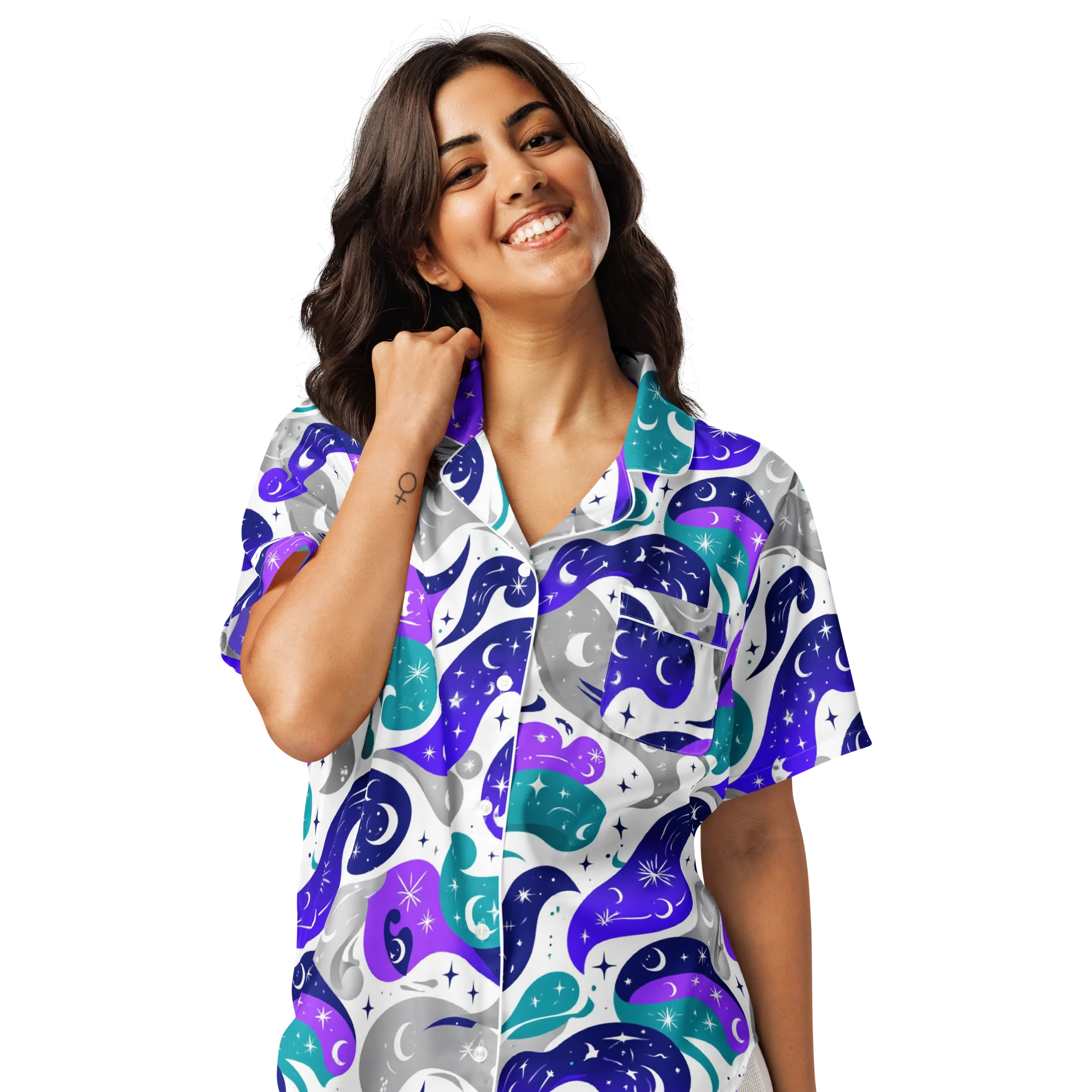 Astral Paisley on Women's Short Sleeve Pajama Top — Front