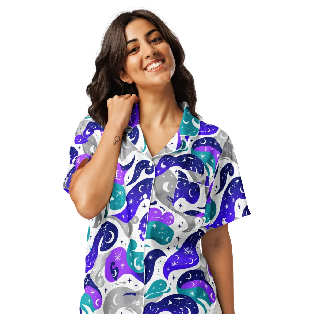 Astral Paisley on Women's Short Sleeve Pajama Top — Front