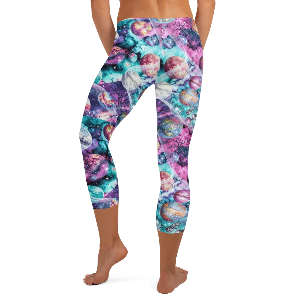 Celestial Menagerie on Capri Leggings — Back