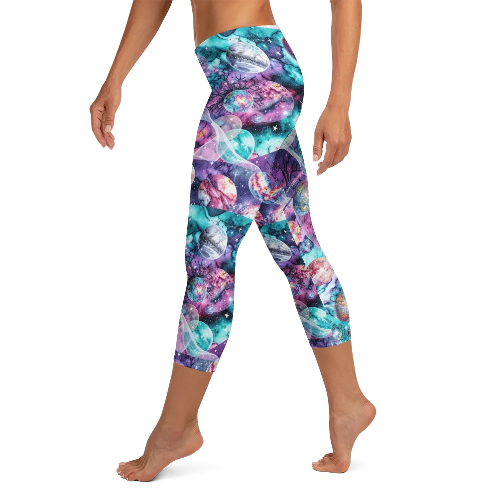 Celestial Menagerie on Capri Leggings — Left