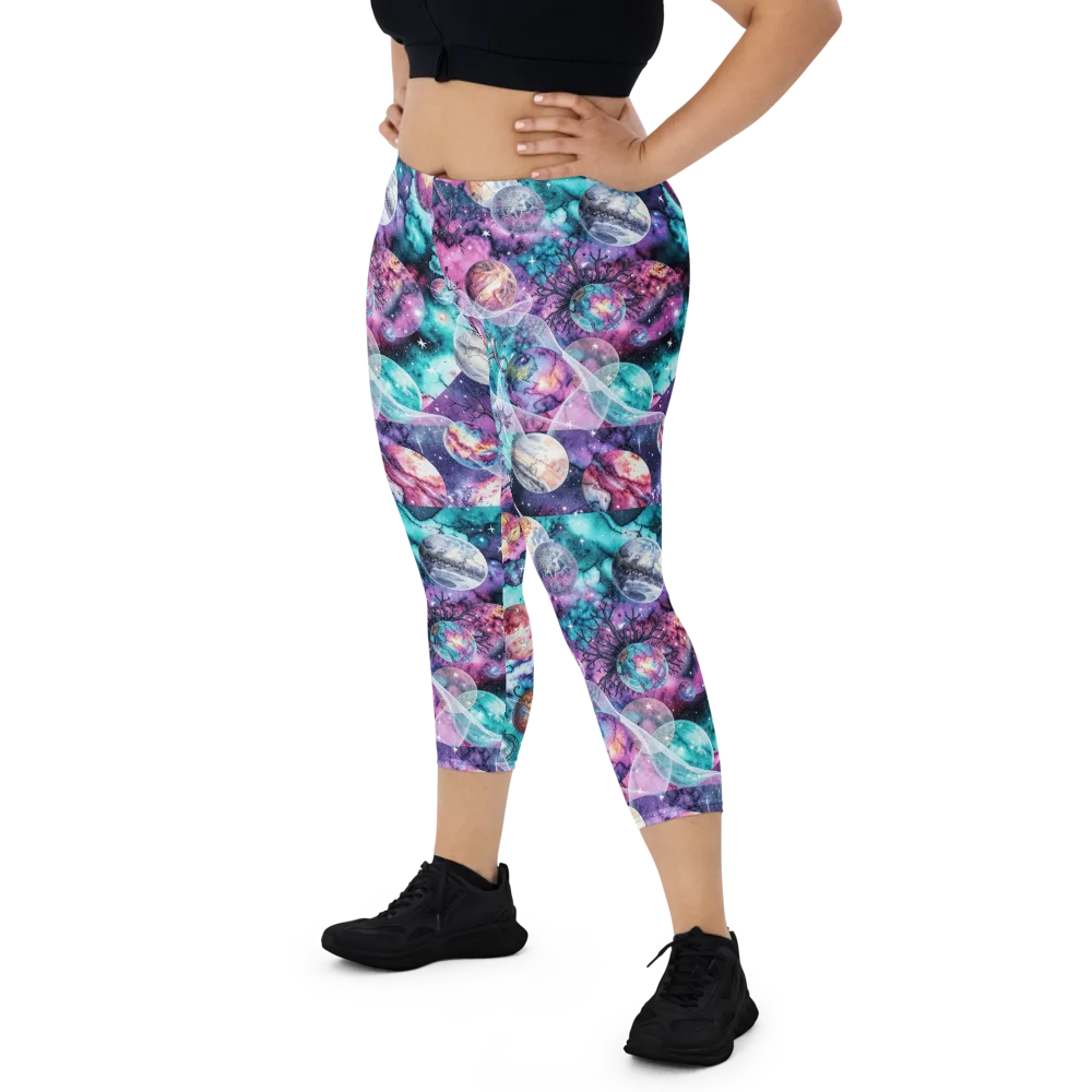 Celestial Menagerie on Capri Leggings — Front