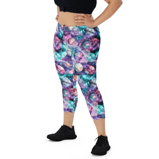 Celestial Menagerie on a Capri Leggings