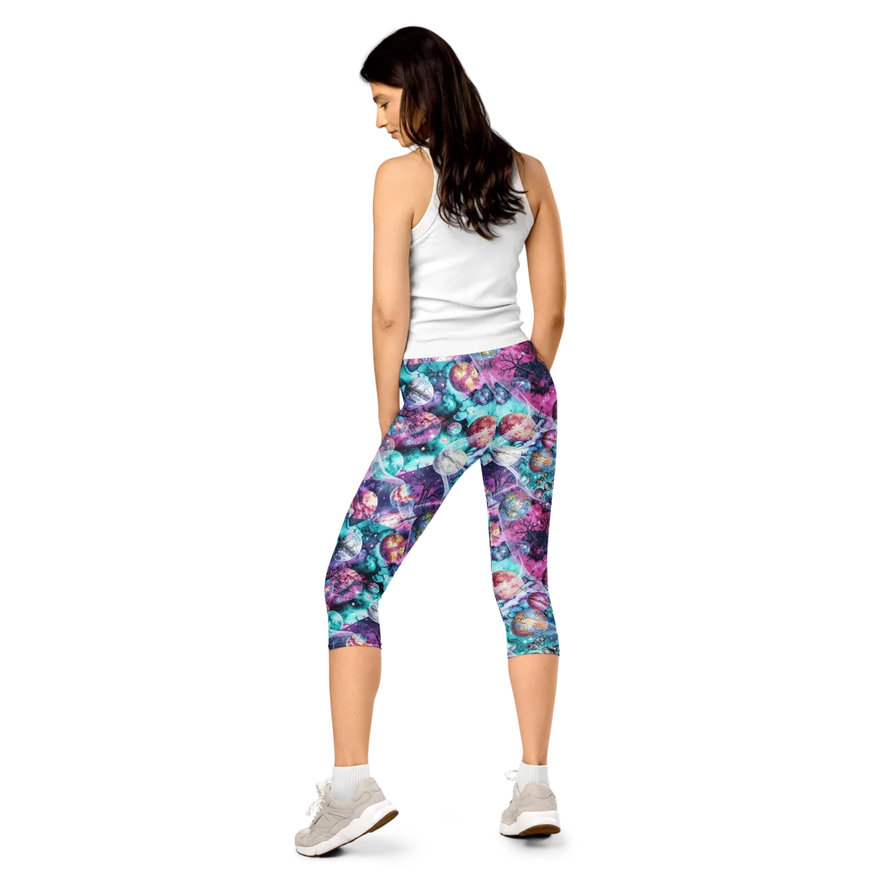 Celestial Menagerie on Capri Leggings — Back