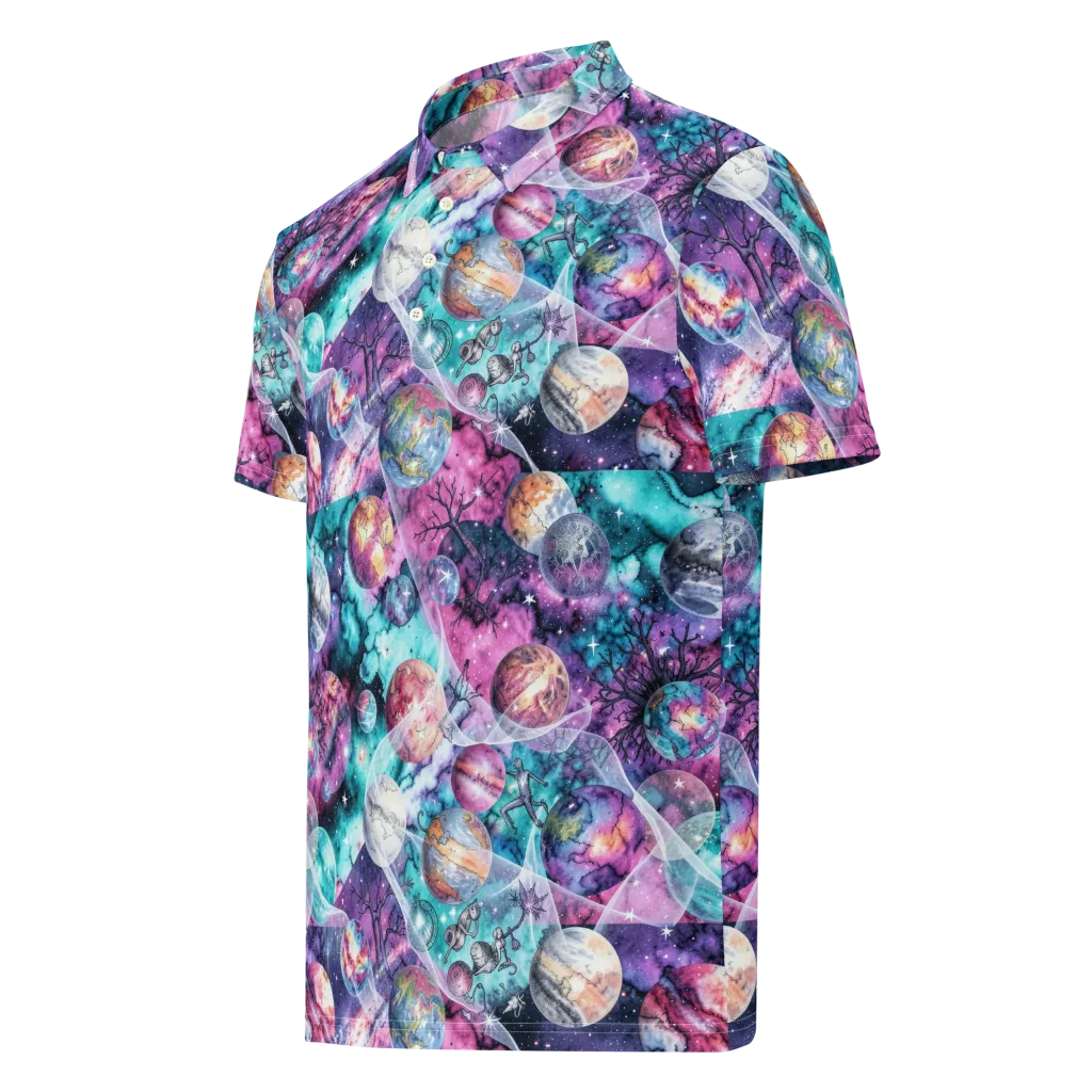 Celestial Menagerie on Men's Slim Fit Polo Shirt — Left Front