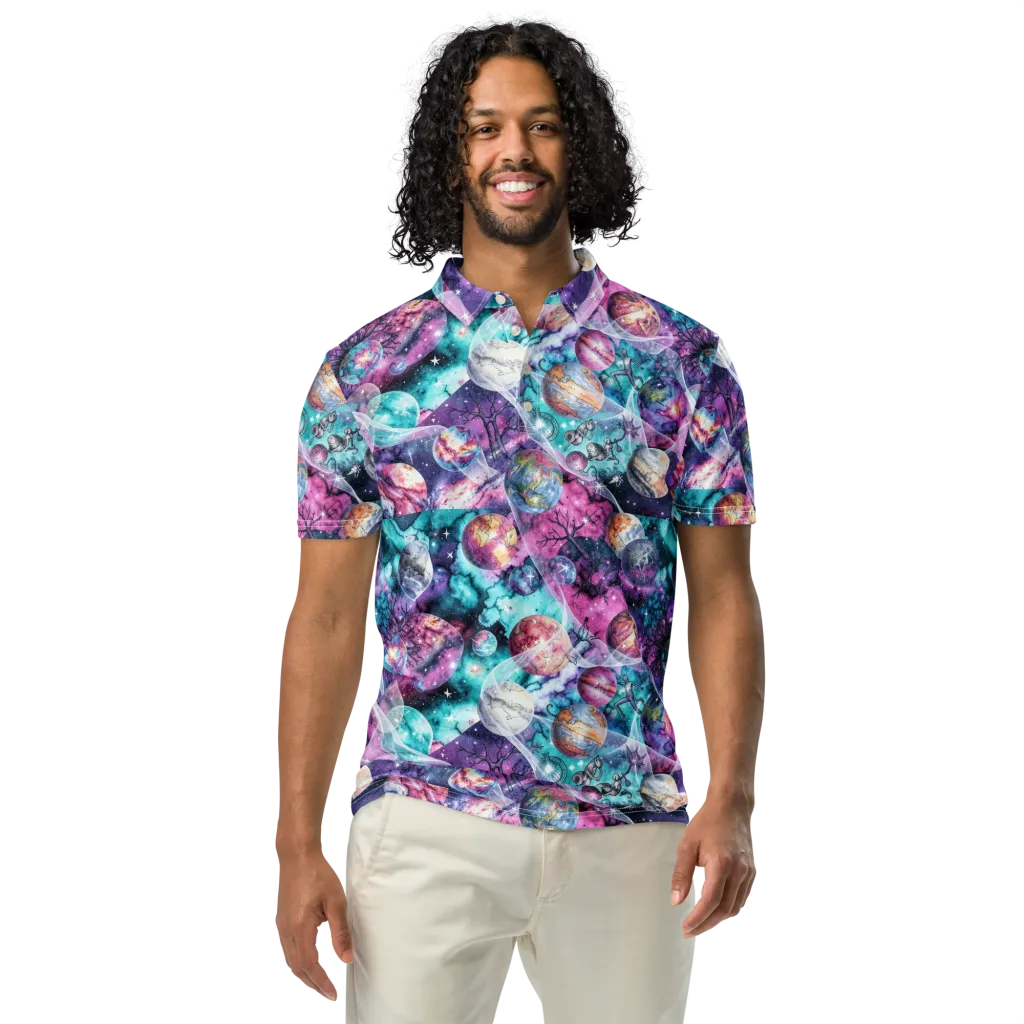 Celestial Menagerie on Men's Slim Fit Polo Shirt — Front