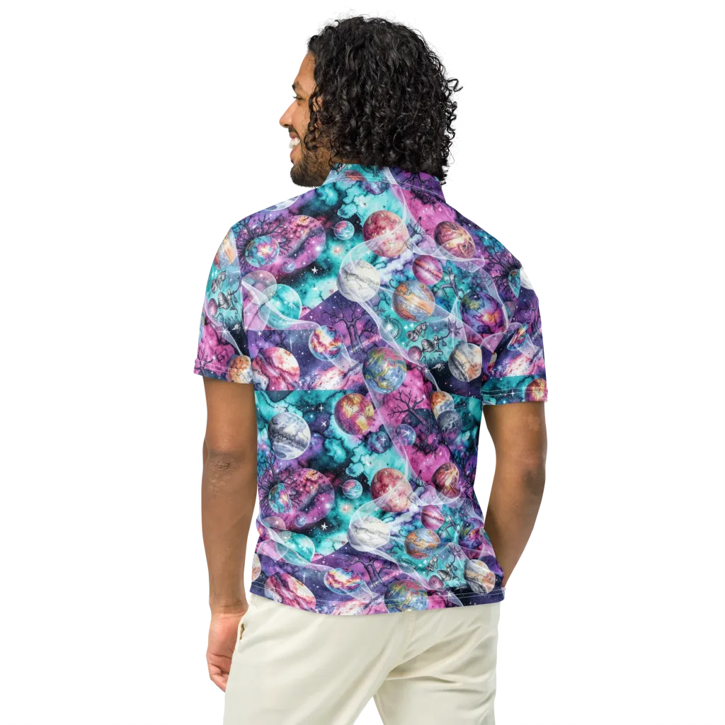 Celestial Menagerie on Men's Slim Fit Polo Shirt — Back