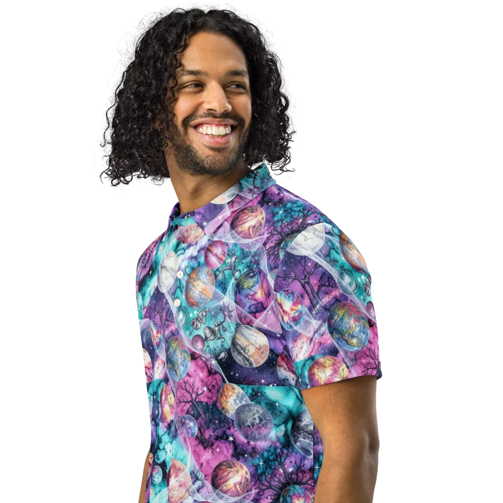 Celestial Menagerie on Men's Slim Fit Polo Shirt — Left Front