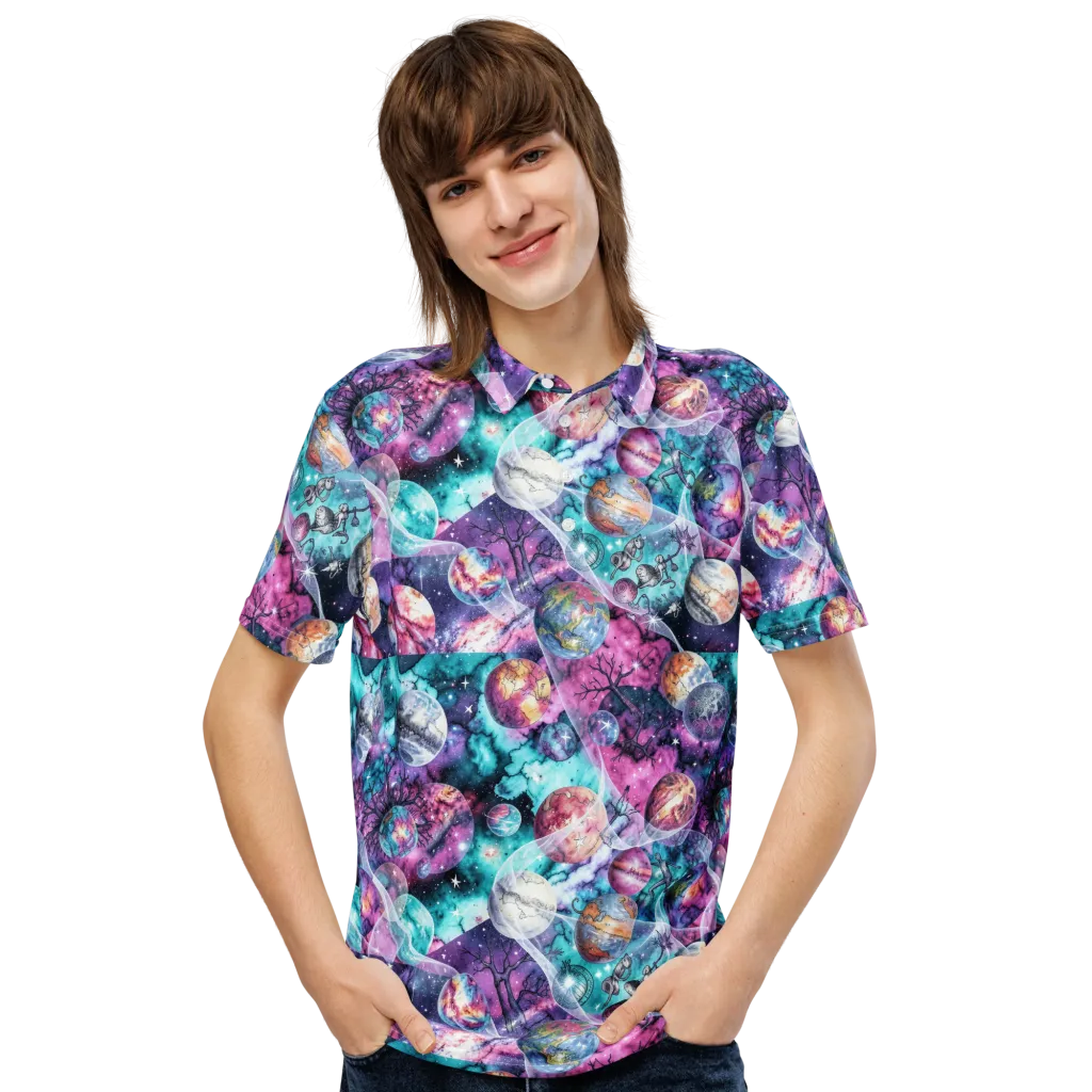 Celestial Menagerie on Men's Slim Fit Polo Shirt — Front