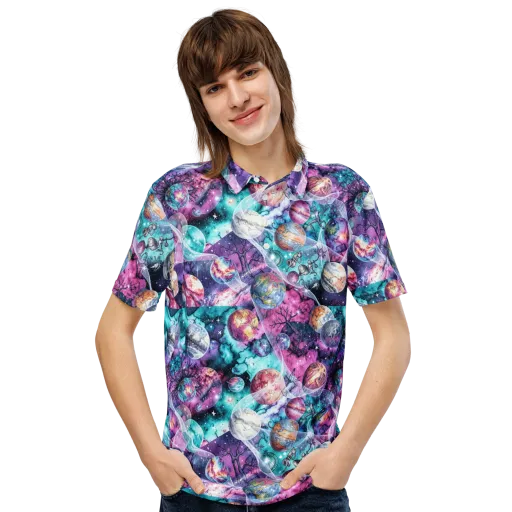Celestial Menagerie on a Men's Slim Fit Polo Shirt