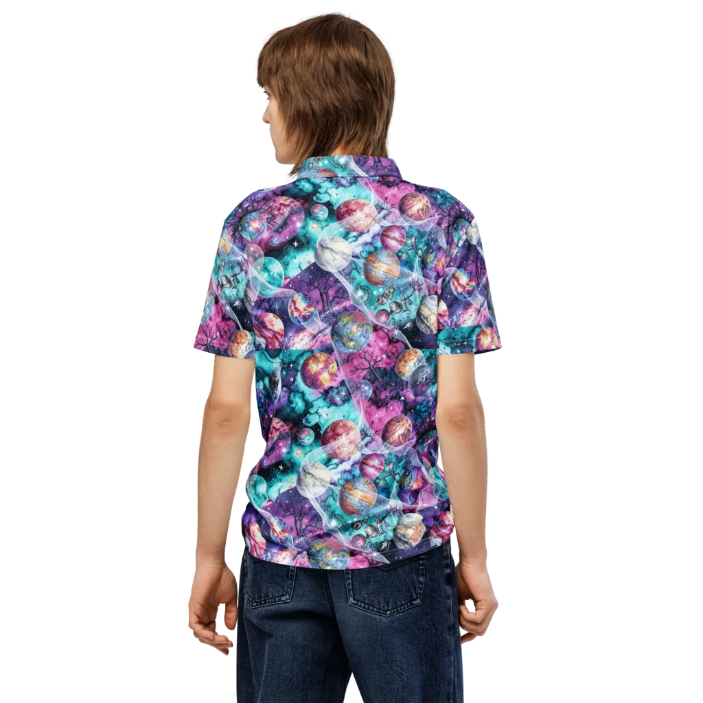 Celestial Menagerie on Men's Slim Fit Polo Shirt — Back