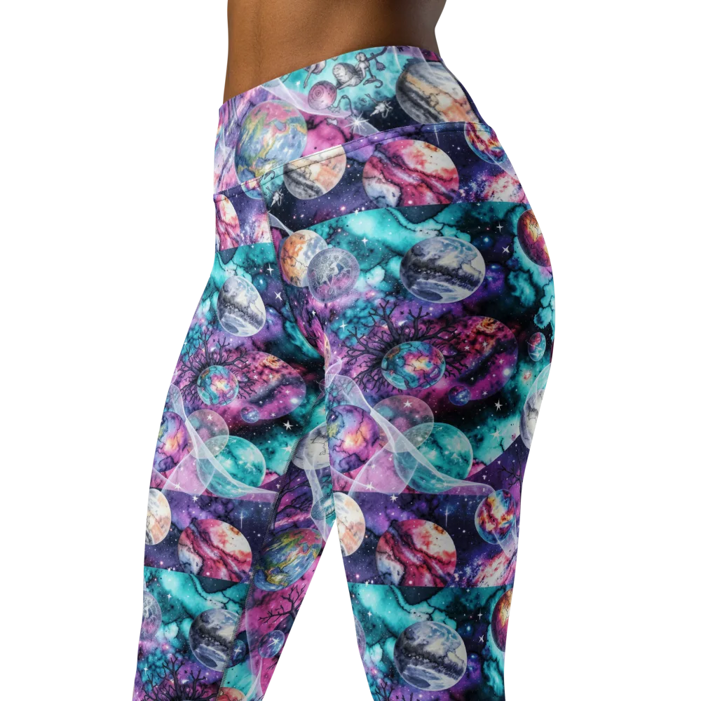Celestial Menagerie on Yoga Leggings — Left Front