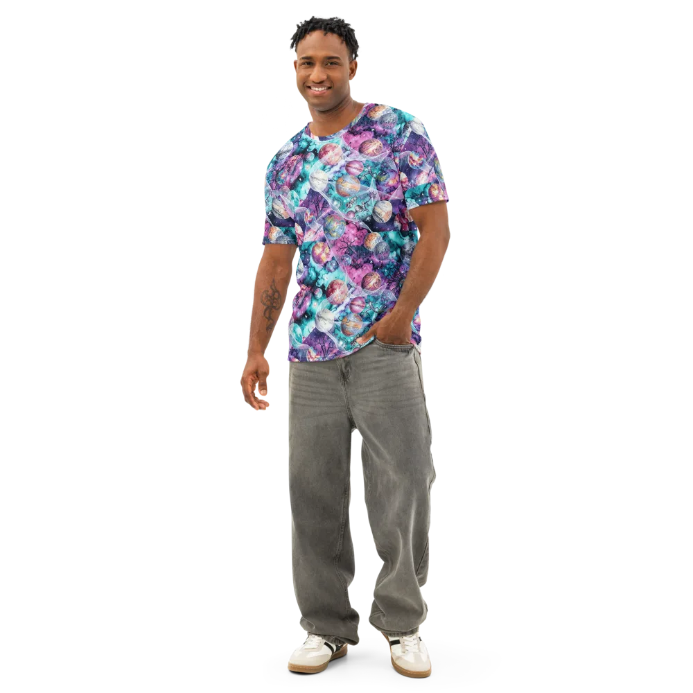 Celestial Menagerie on Men's Cotton Crew Neck T-Shirt — Front