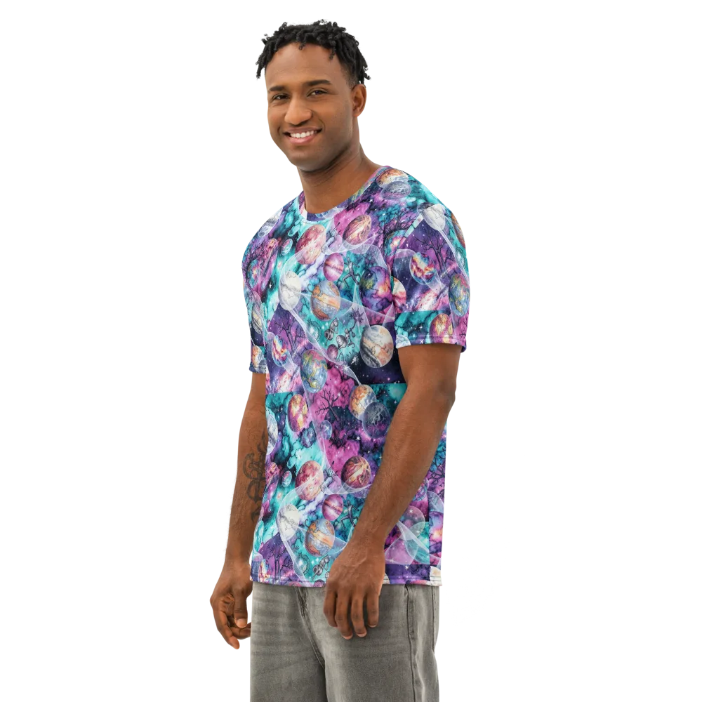 Celestial Menagerie on Men's Cotton Crew Neck T-Shirt — Left Front