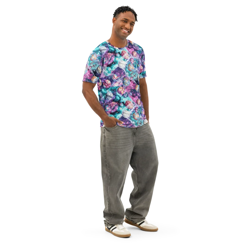 Celestial Menagerie on Men's Cotton Crew Neck T-Shirt — Right Front