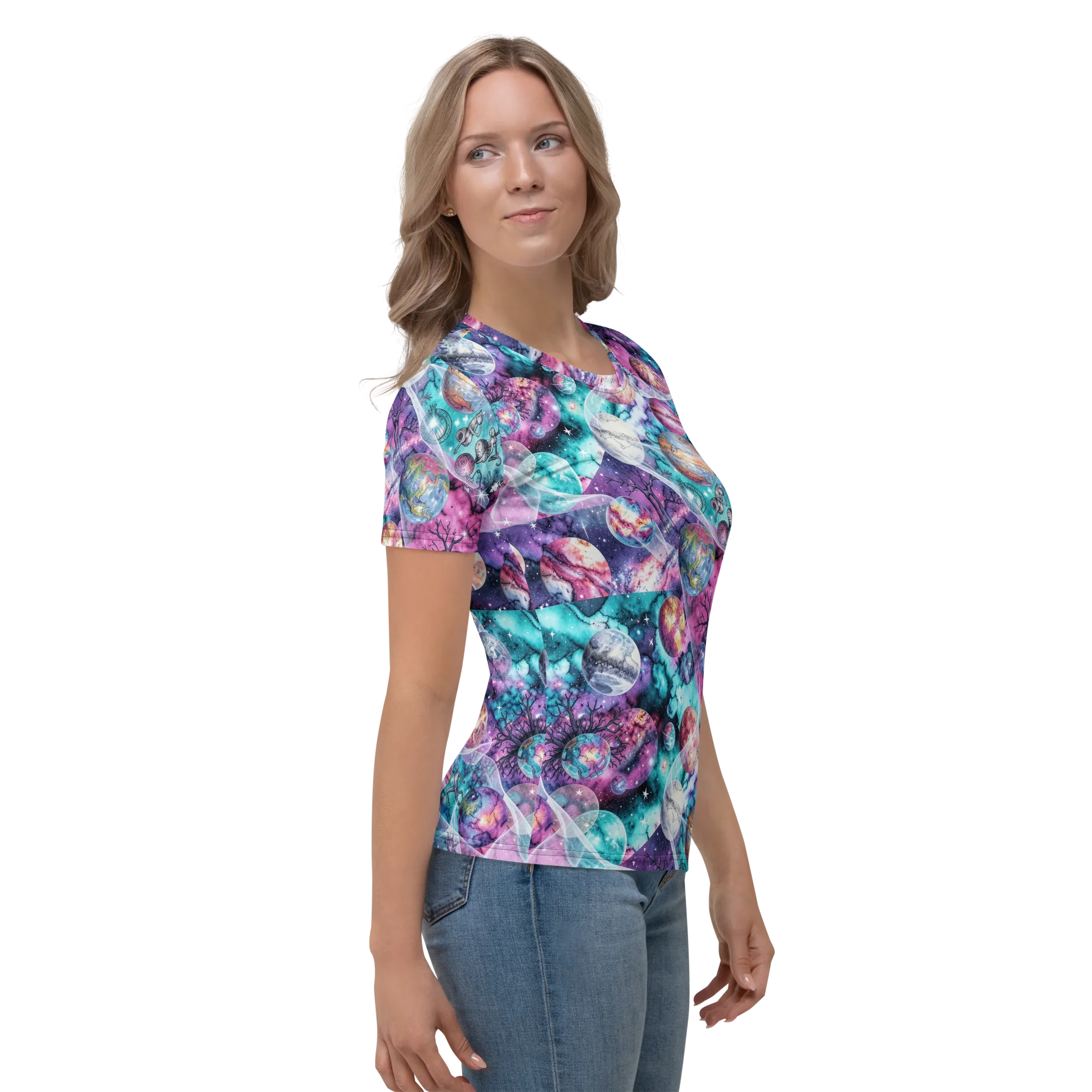 Celestial Menagerie on Women's Crew Neck T-Shirt — Right