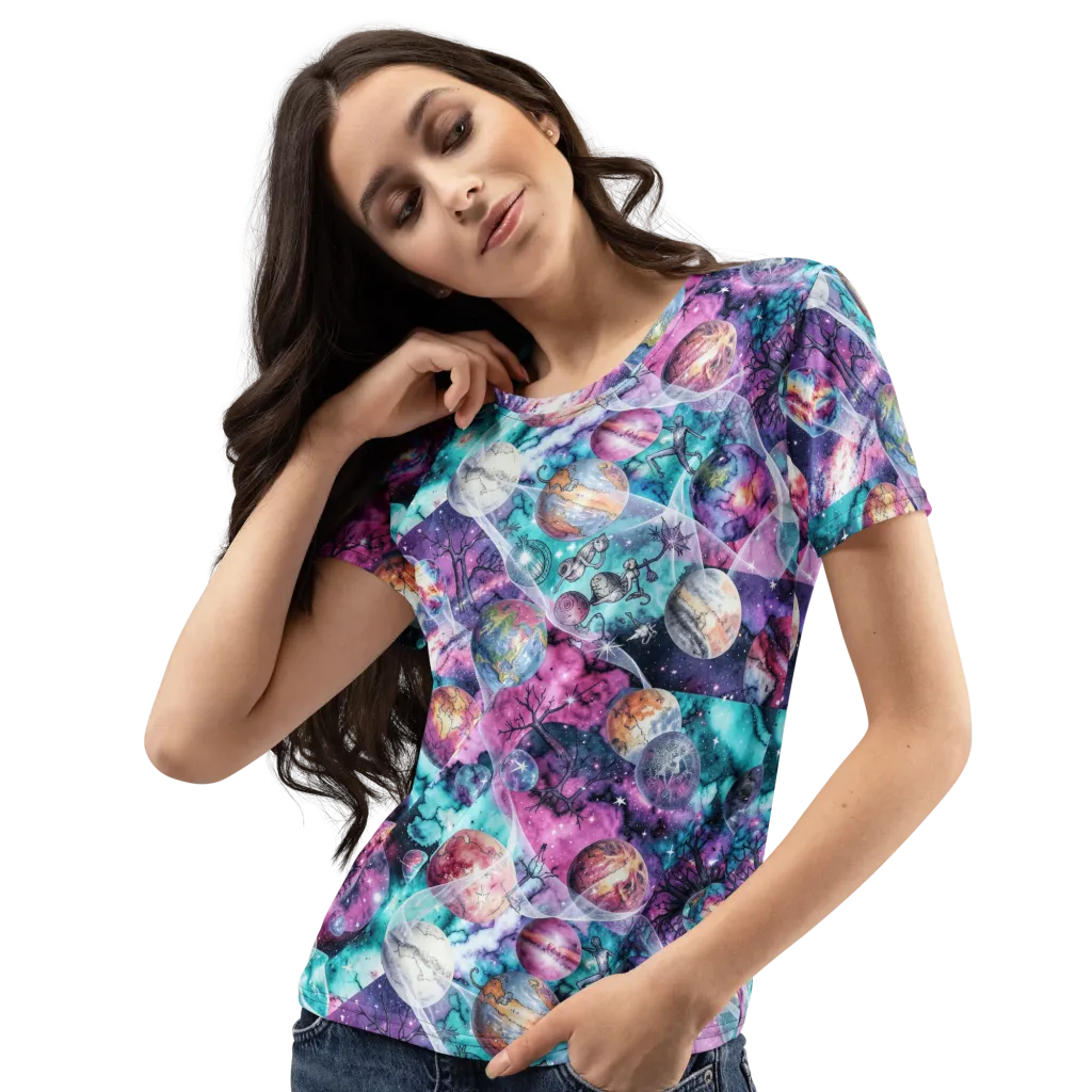 Celestial Menagerie on Women's Crew Neck T-Shirt — Left Front