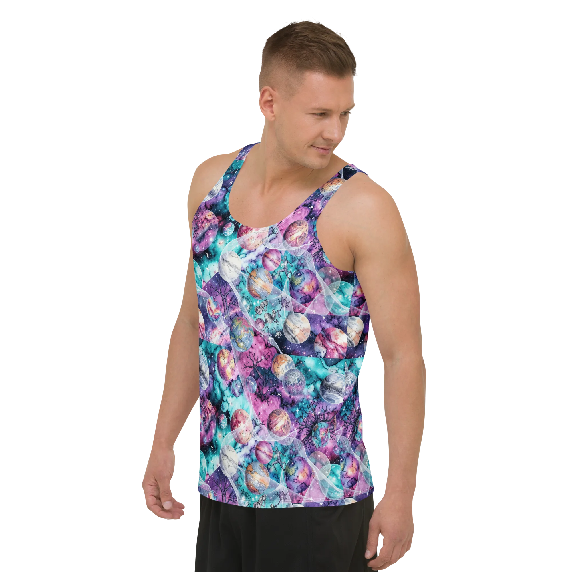 Celestial Menagerie on Men's Tank Top — Left Front