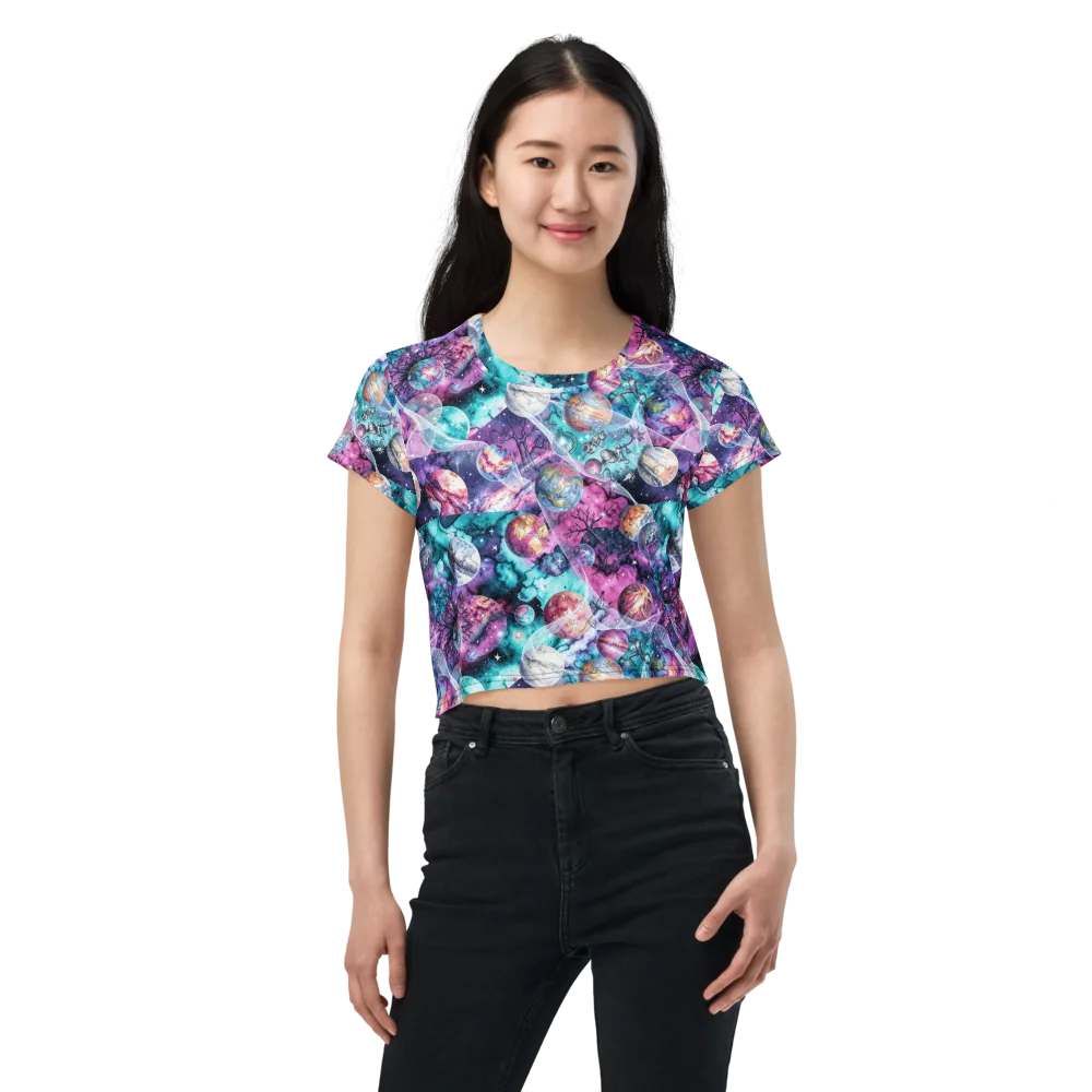 Celestial Menagerie on Crop Tee — Front