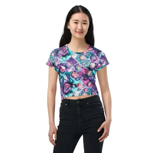 Celestial Menagerie on a Crop Tee