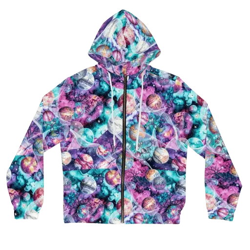 Celestial Menagerie on a Women's Full-Zip Hoodie