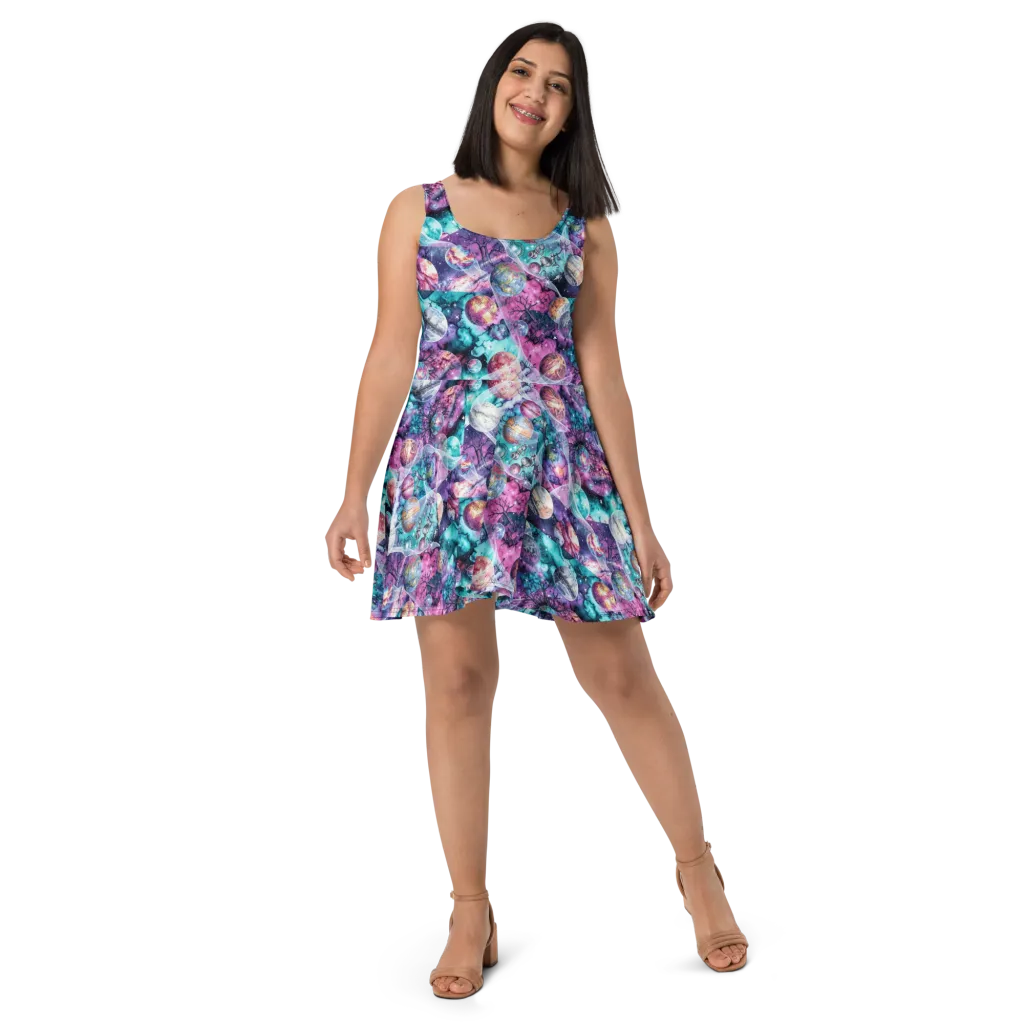 Celestial Menagerie on Skater Dress — Front