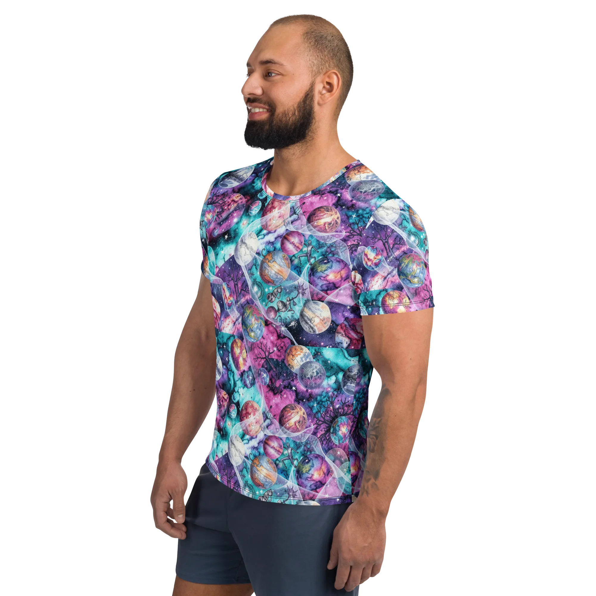 Celestial Menagerie on Men's Athletic T-Shirt — Left