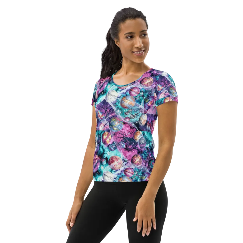 Celestial Menagerie on Women's Athletic T-Shirt — Left