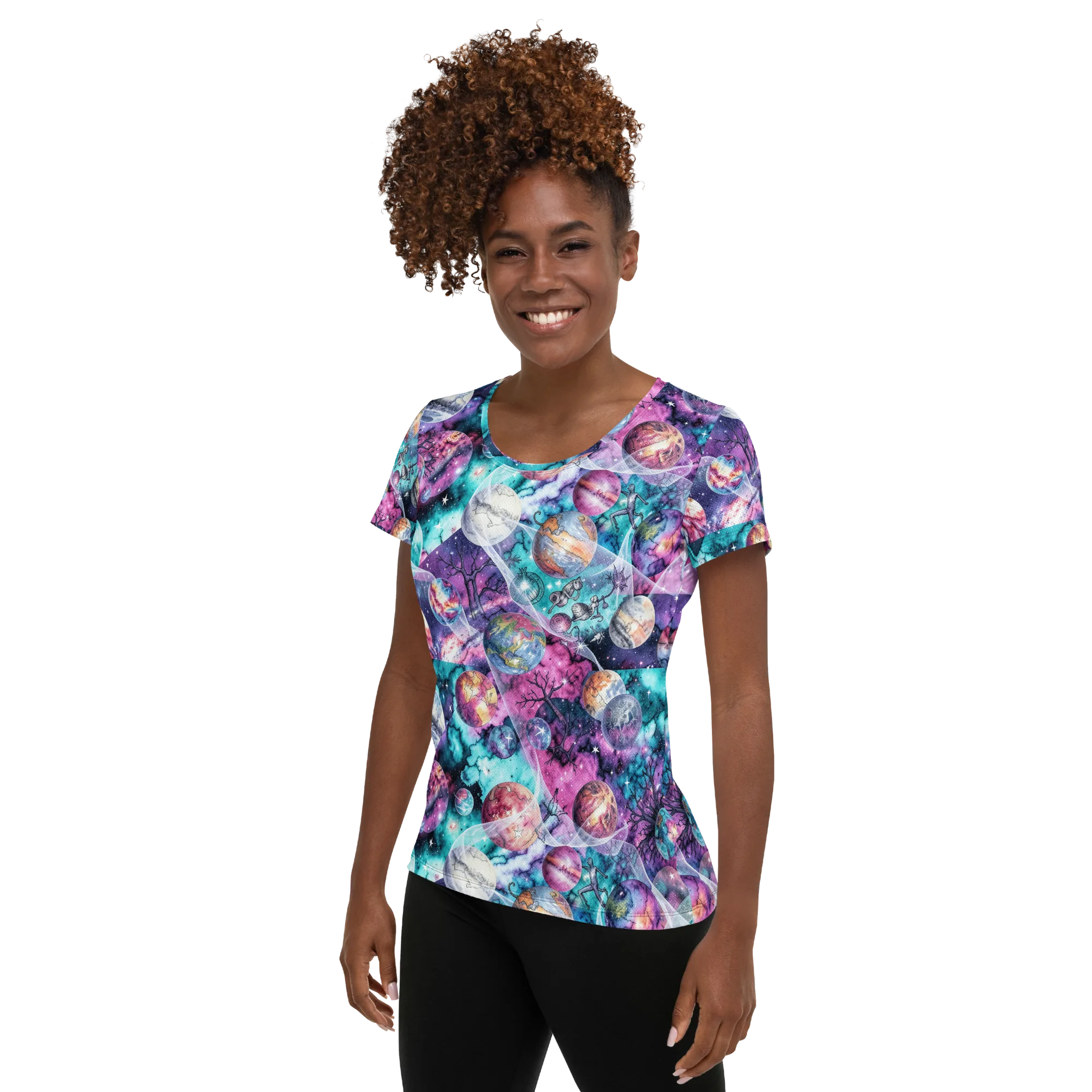 Celestial Menagerie on Women's Athletic T-Shirt — Left