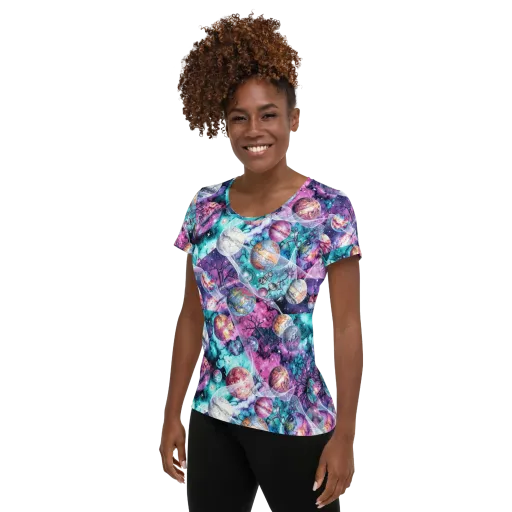 Celestial Menagerie on a Women's Athletic T-Shirt