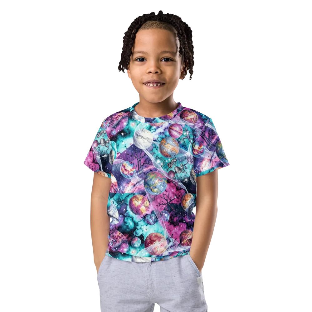 Celestial Menagerie on Kids Crew Neck T-Shirt — Front