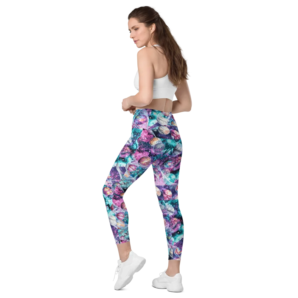 Celestial Menagerie on Leggings with Pockets — Left Back