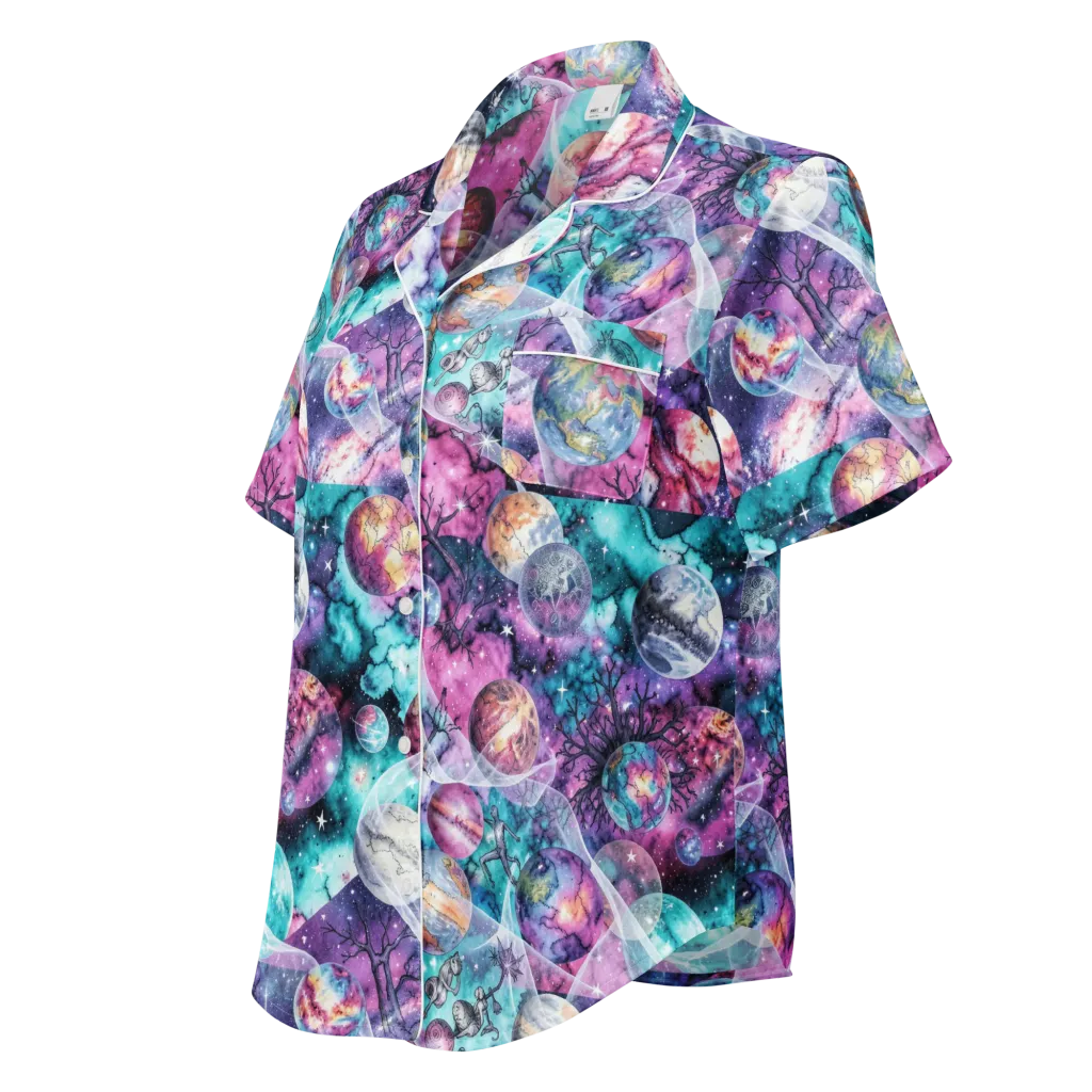 Celestial Menagerie on Women's Short Sleeve Pajama Top — Left Front